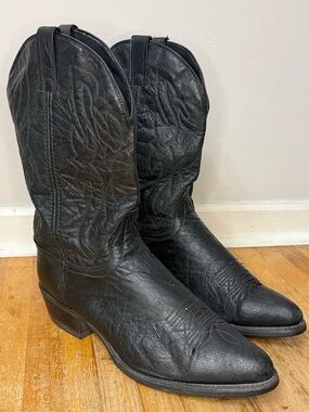 Laredo Black Leather Cowboy Boots Men’s Size 12 D Western Classic